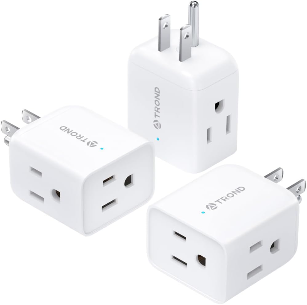 TROND Multi Plug Wall Outlet Extender - 3 Pack Multiple Plug Extension Outlet Splitter Adapter, Horizontal 3 Way Grounded Socket, for Home Office Dorm Room Cruise Ship Travel Essentials, White ? ? ? ? ?