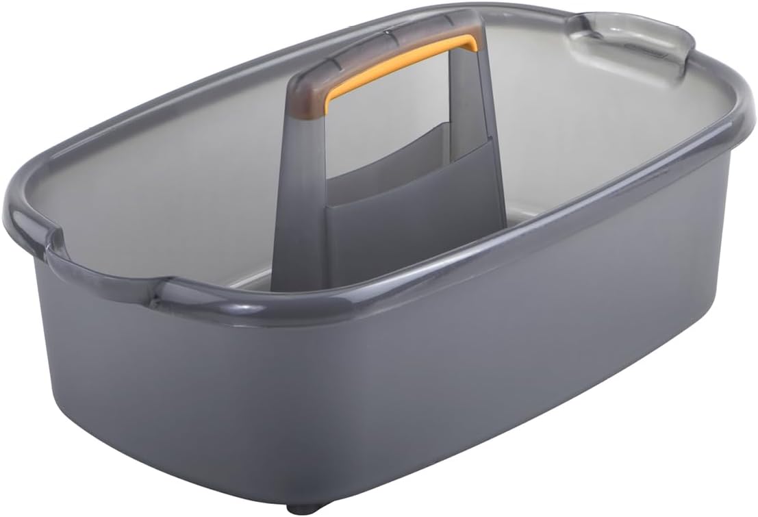 Casabella Plastic Multipurpose Cleaning Storage Caddy with Handle, 1.85 Gallon, Gray and Orange ? ? ? ? ?