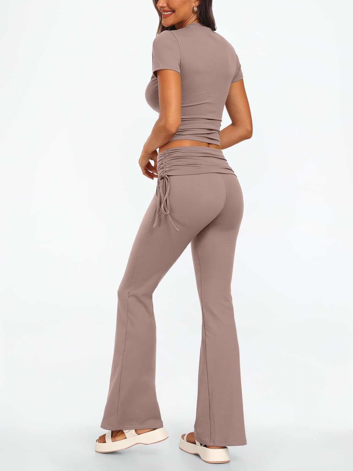 Trendy Queen Womens 2 Piece Outfits Lounge Sets Summer Y2k Short Sleeve Cropped Tops and Drawstring Flare Pants Tracksuits ? ? ? ? ? - Image 4