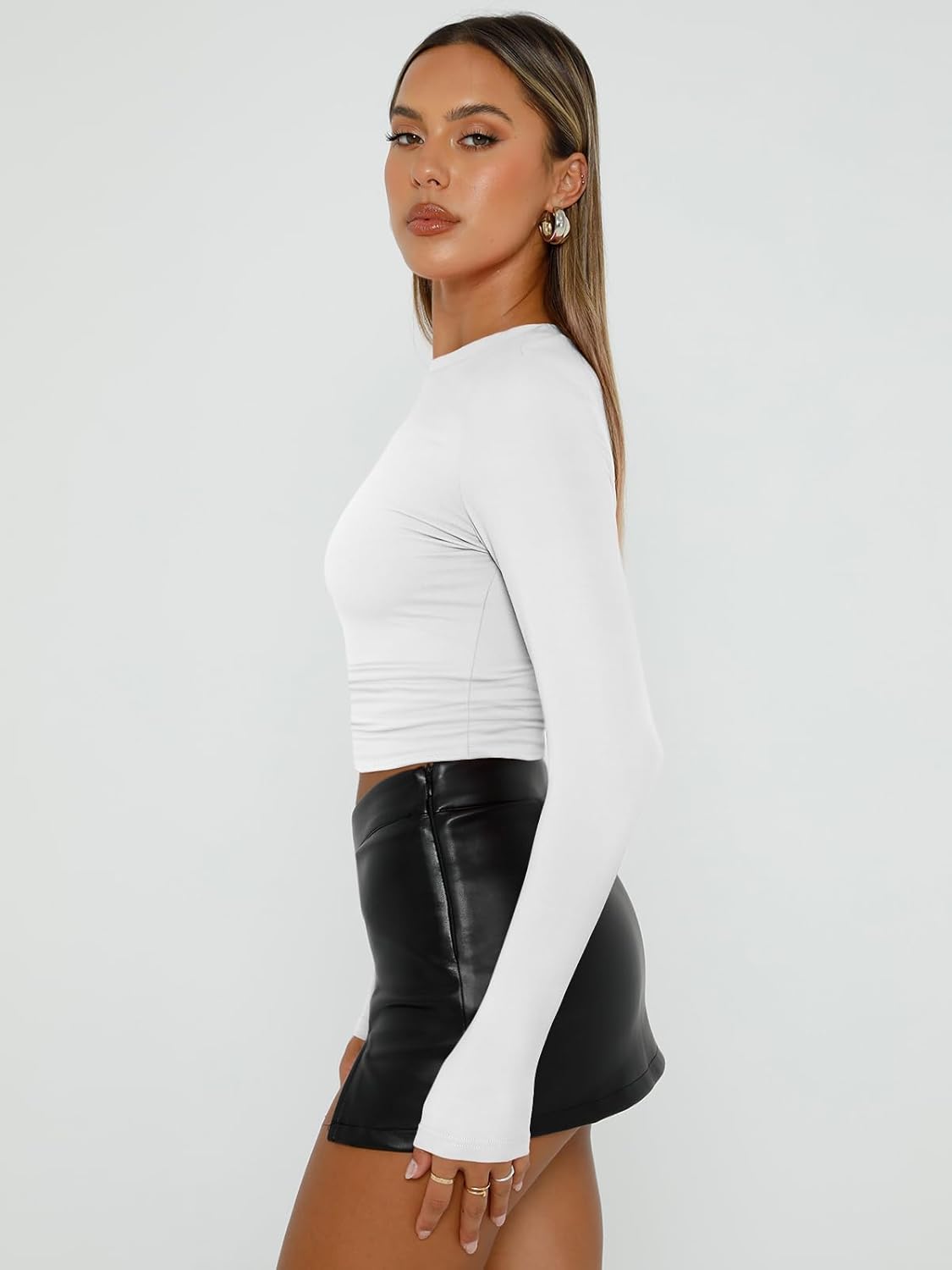 Trendy Queen Womens Long Sleeve Shirts Basic Crop Tops Tight Slim Fit Cute Teen Girls Fall Winter Y2k Clothes ? ? ? ? ? - Image 3