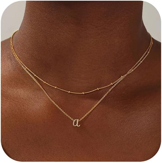 Yoosteel Layered Initial Necklaces for Women Girls Trendy, 14K Gold Plated Letter A-Z Necklace Cute Initial Necklace Gold/Silver Initial Necklace Stack Birthday Gifts for Women Teen Girls Jewelry ?