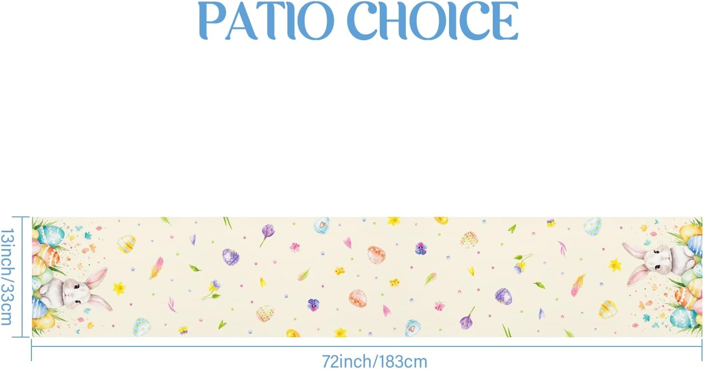 Patio Choice Easter Bunny Eggs Table Runner 72 Inches Long for Dining Table,Spring Seasonal Kitchen Table Decorations for Indoor Outdoor Home Party Decor ? ? ? ? ? - Image 2