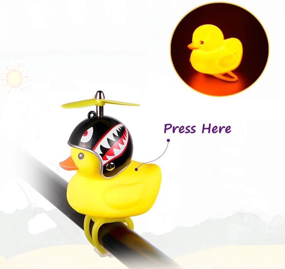 NEKRASH Duck Bike Bell, Rubber Duck Bicycle Accessories with LED Light, Cute Propeller Handlebar Bicycle Horns for Kids Toddler Children Adults Sport Outdoor ? ? ? ? ? - Image 3