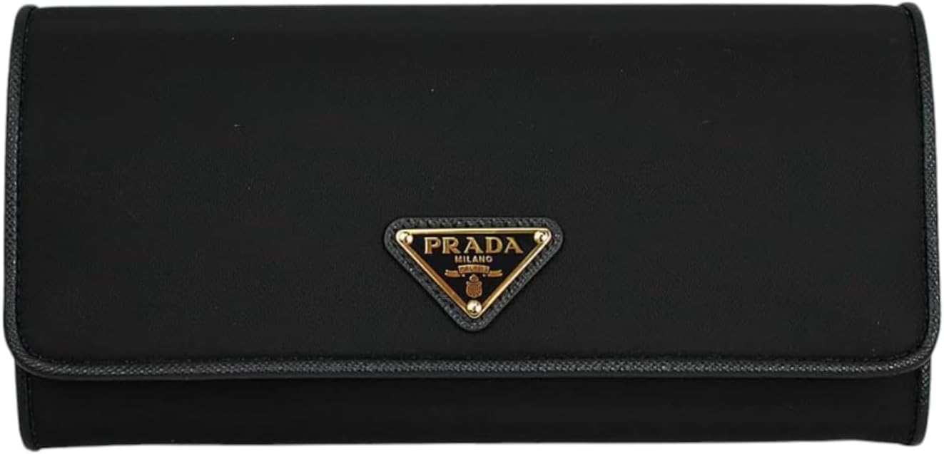 Prada Nylon Long Flap Wallet with Gold Hardware, Black ? ? ? ? ?