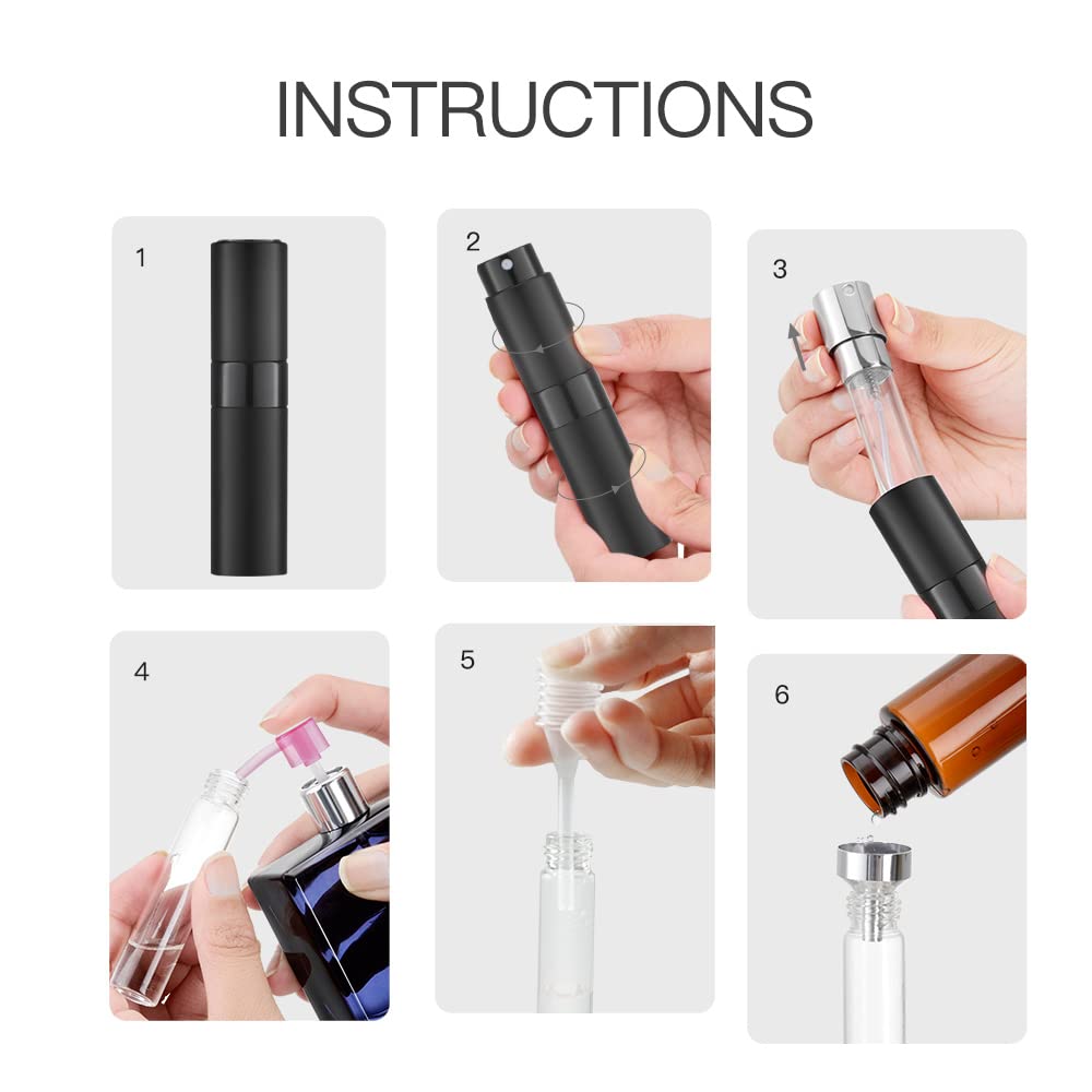 LISAPACK 8ML Atomizer Perfume Spray Bottle for Travel (3 PCS) Empty Cologne Dispenser, Portable Sprayer (Black) ? ? ? ? ? - Image 5
