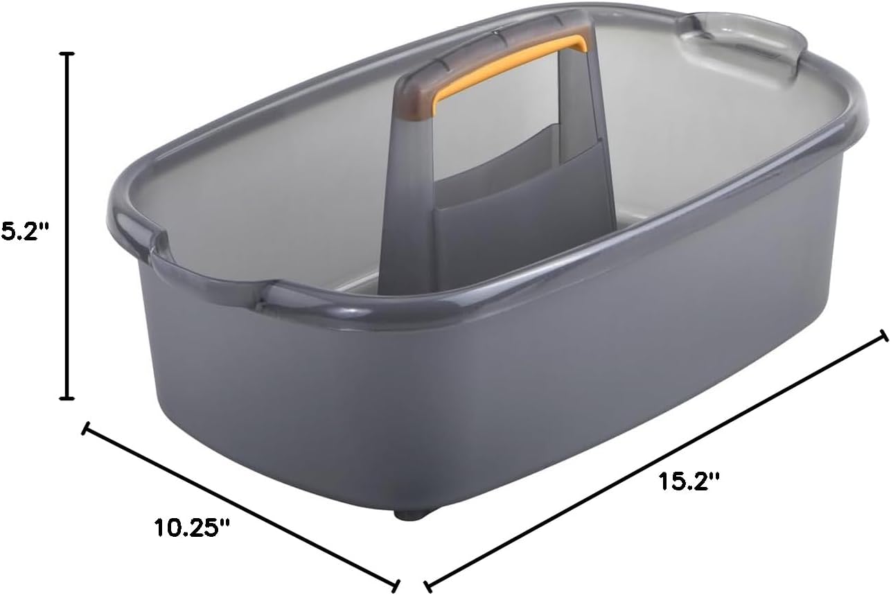 Casabella Plastic Multipurpose Cleaning Storage Caddy with Handle, 1.85 Gallon, Gray and Orange ? ? ? ? ? - Image 6