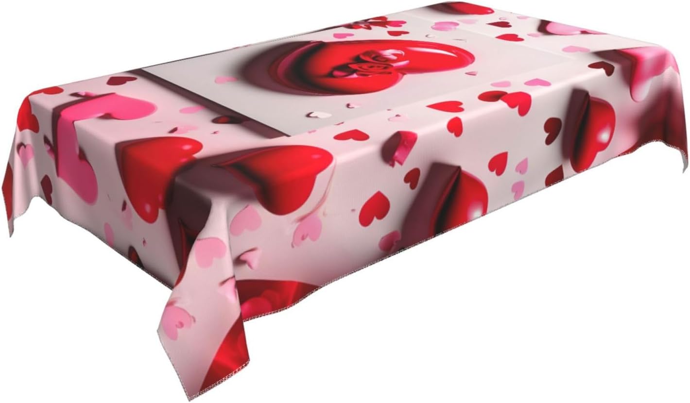 Valentine's Day Print Table Cloth Rectangle Table Wrinkle Free Table Cloths for Parties, Kitchen Dining,Christmas ? ? ? ? ? - Image 2