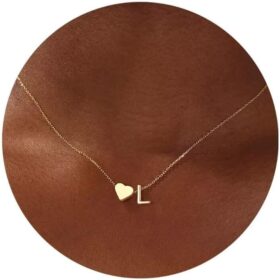 Turandoss Valentines Day Gifts for Her, 18K Real Gold Plated Heart Initial A-Z Necklace Dainty Heart Necklaces Tiny Gold Initial Necklaces Birthday Valentines Day Gifts for Girls Women Jewelry  