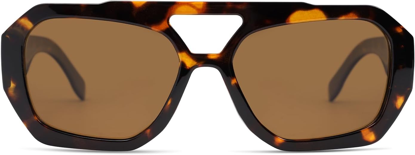 SOJOS Trendy Aviator Sunglasses for Womens Mens Polarized,Hexagonal Square Double Bridge Designer Inspired Sun Glasses SJ2288 ? - Image 3
