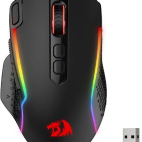 Redragon M810 Pro Wireless Gaming Mouse, 10000 DPI Wired/Wireless Gamer Mouse w/ Rapid Fire Key, 8 Macro Buttons, 45-Hour Reliable Power Capacity and RGB Backlit for PC/Mac/Laptop                 