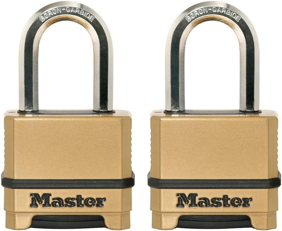 Master Lock Gold Outdoor Combination Lock, Heavy Duty Weather Resistant Padlock, Resettable Combination Lock for Outdoor Use 1.2 x 2 x 3.87 inches, 2 Pack, M175LFEC2 ? ? ? ? ?