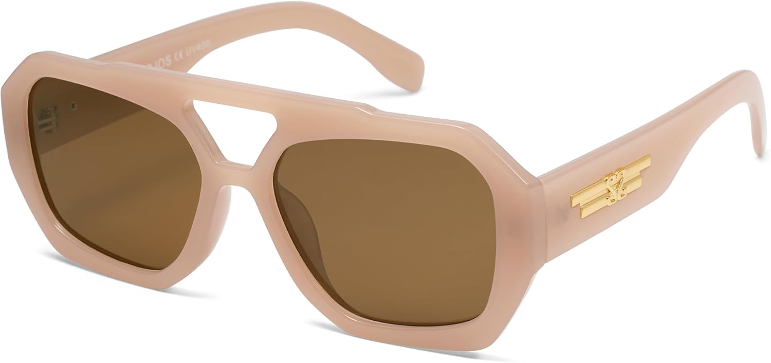 SOJOS Trendy Aviator Sunglasses for Womens Mens Polarized,Hexagonal Square Double Bridge Designer Inspired Sun Glasses SJ2288 ? - Image 6