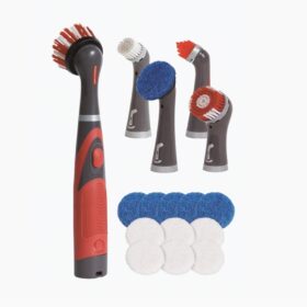 Rubbermaid Reveal Power Scrubber 18-Piece Kit, Cordless Electric Battery Powered Scrub Brush, Water Resistant, for Home/Kitchen/Bathroom/Grout/Tile/Shower/Tub                 