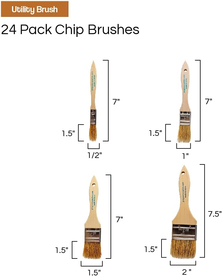 Vermeer Chip Paint Brushes - 24-Pack Chip Brushes in Assorted Sizes for Paints, Stains, Varnishes, Glues, & Gesso - Home Improvement - Interior & Exterior Use ? ? ? ? ? - Image 2