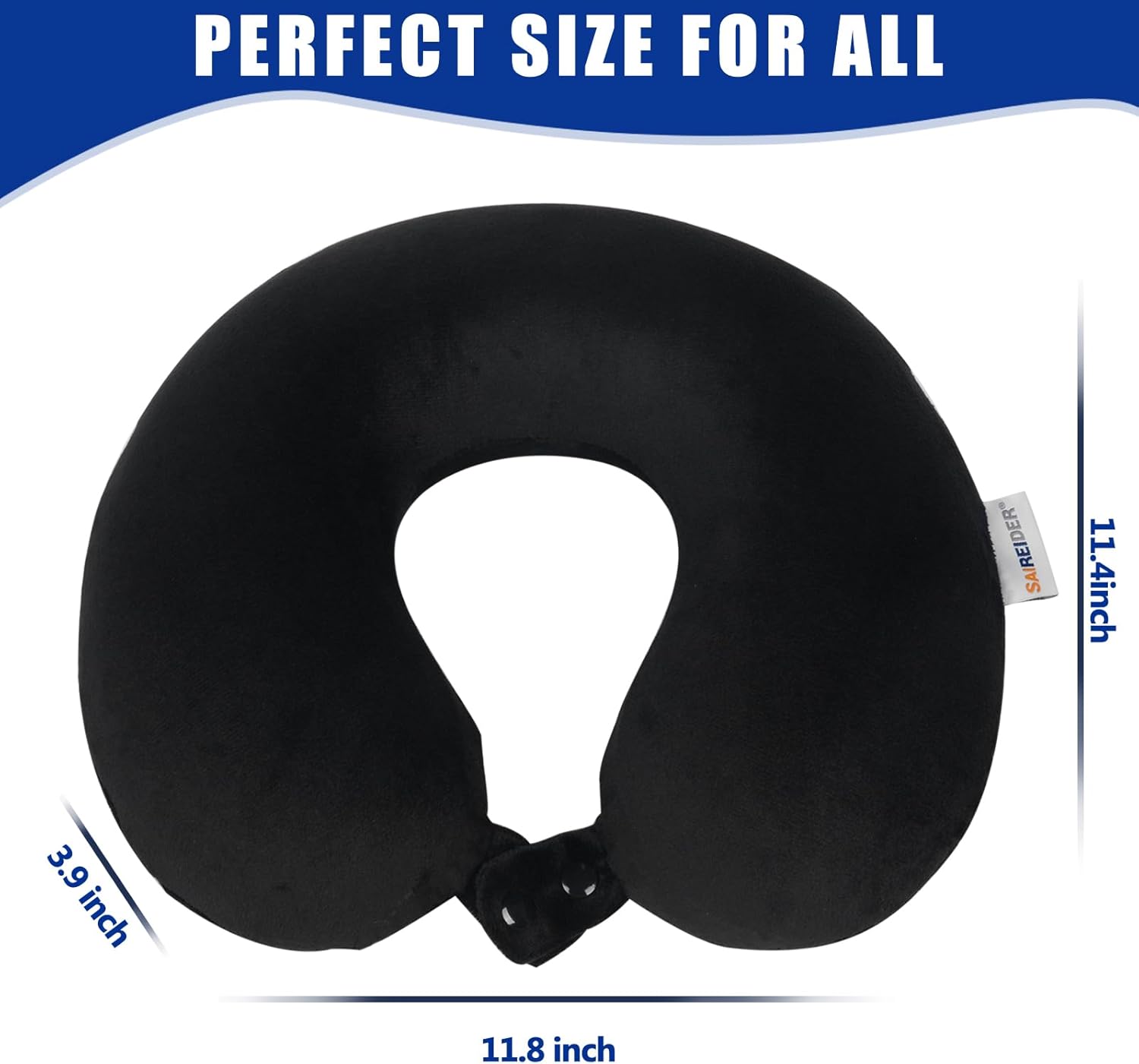 SAIREIDER Travel Pillow 100% Pure Memory Foam Travel Neck Pillow, Airplane Pillow for Traveling?Car?Home?Office?Washable Cover?Black? ? ? ? ? ? - Image 6