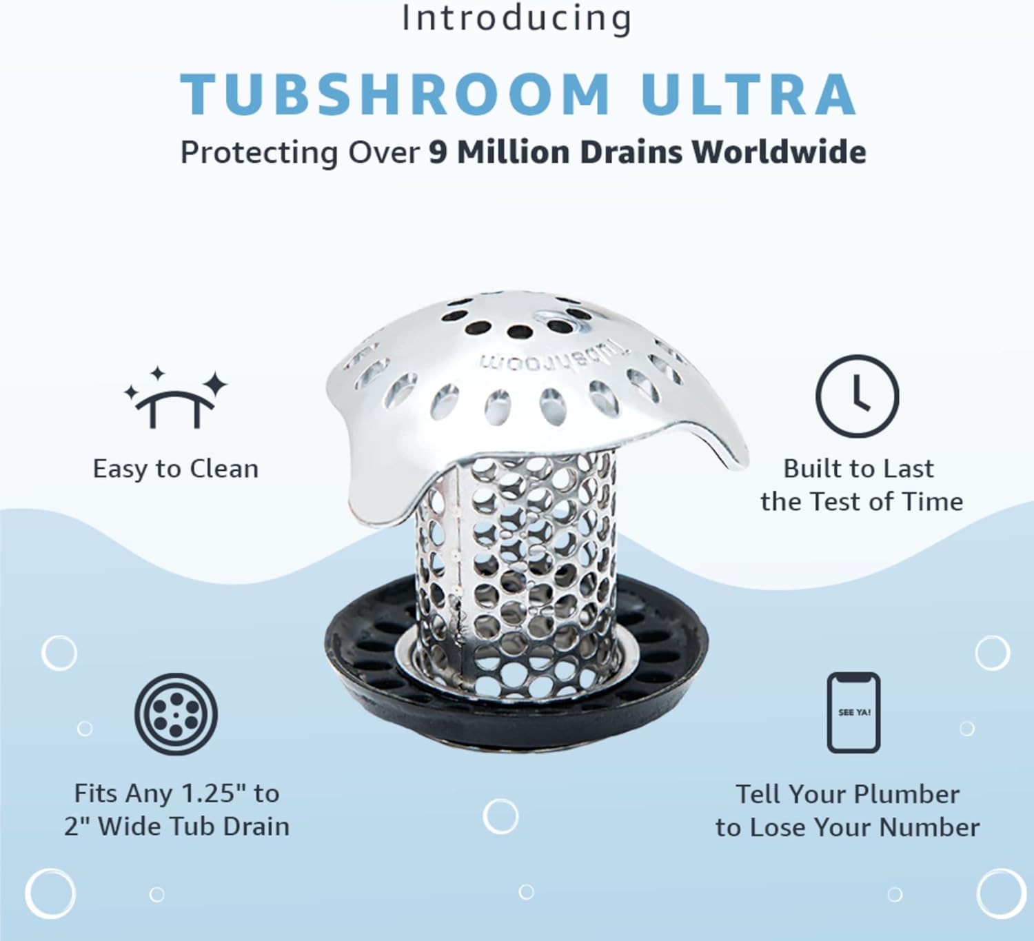 TubShroom Ultra Revolutionary Bath Tub Drain Protector Hair Catcher/Strainer/Snare, Stainless Steel, Stainless Combo ? ? ? ? ? - Image 6