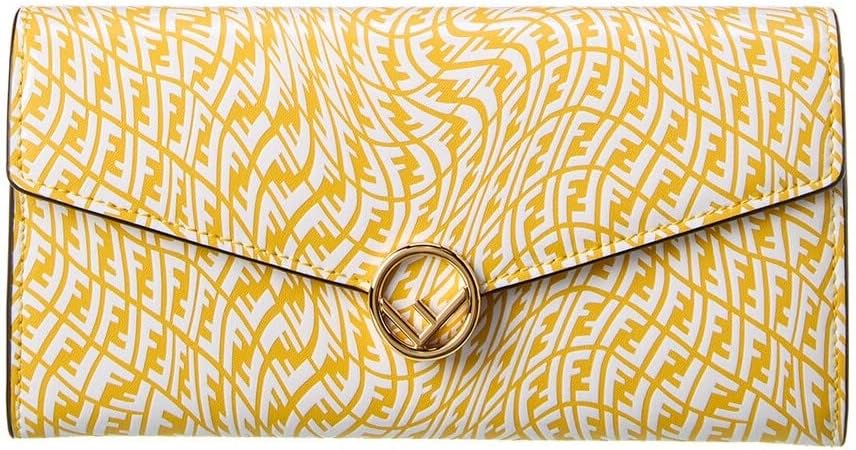 Fendi F is Fendi Yellow Leather Vertigo Print Long Wallet 8M0251 ? ? ? ? ?