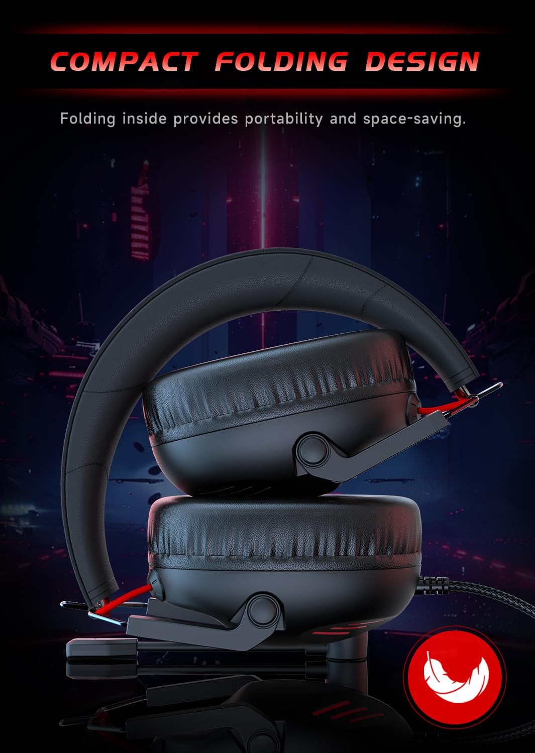 CM7007 Gaming Headset for Xbox Series X|S, Xbox, PS5, PS4, PC, Switch, Gaming Headphones with Noise Canceling Microphone, Folding Design, 50MM Dynamic Drivers, 3.5MM Audio Jack, Black Red - Image 3