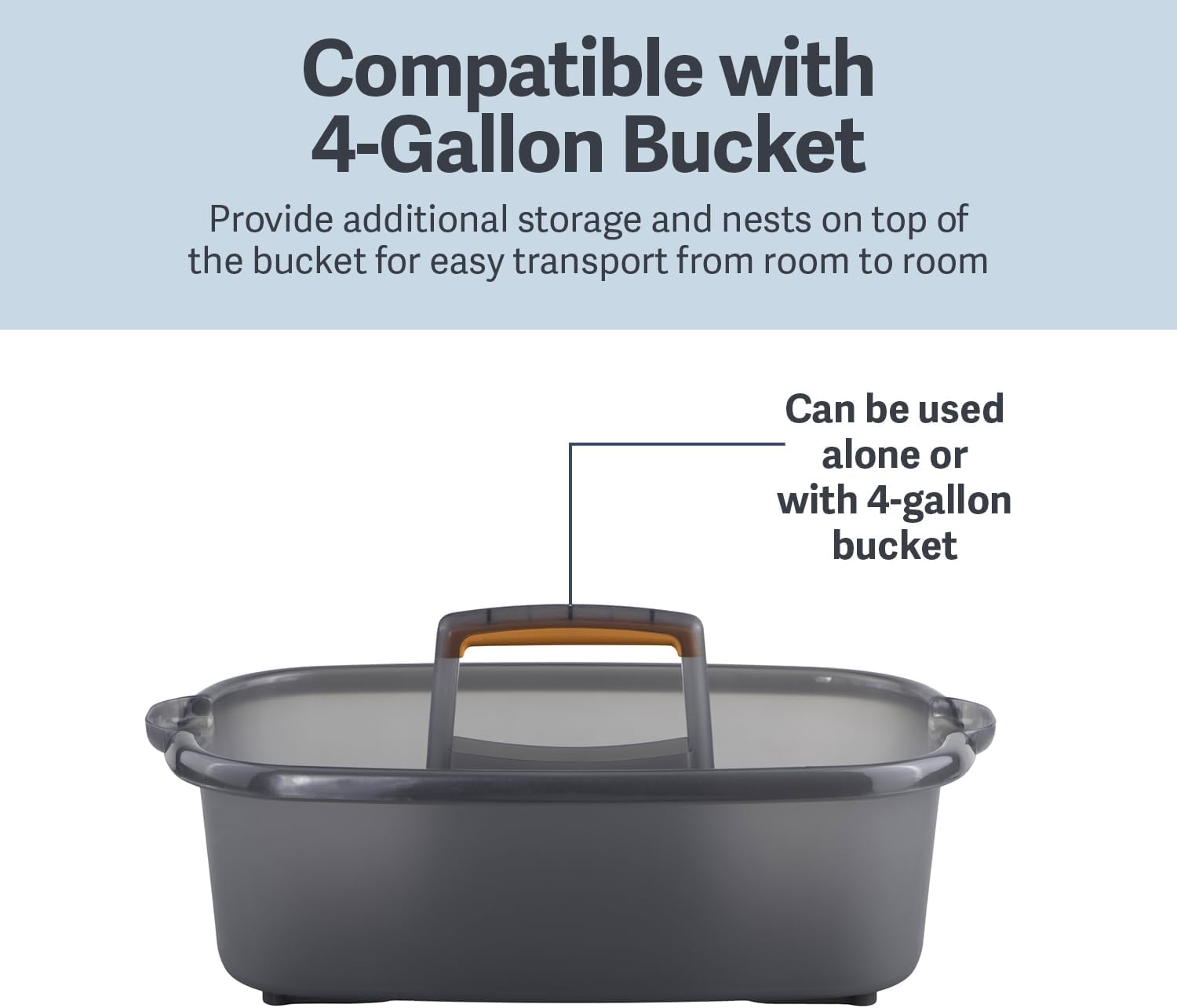 Casabella Plastic Multipurpose Cleaning Storage Caddy with Handle, 1.85 Gallon, Gray and Orange ? ? ? ? ? - Image 4