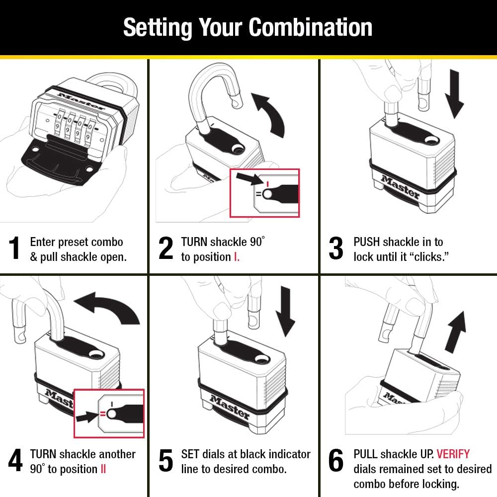 Master Lock Gold Outdoor Combination Lock, Heavy Duty Weather Resistant Padlock, Resettable Combination Lock for Outdoor Use 1.2 x 2 x 3.87 inches, 2 Pack, M175LFEC2 ? ? ? ? ? - Image 4