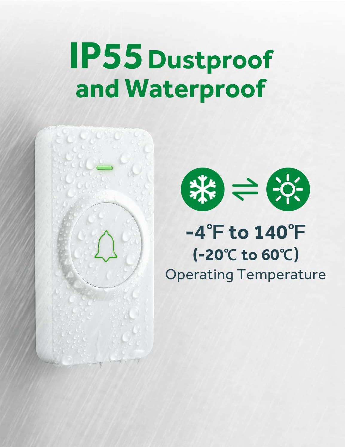 AVANTEK Wireless Door Bell, WA-11 Waterproof Battery Operated Doorbell Chime Operating at 1000 Feet, Portable Door Chime kit with 52 Melodies, 5 Volume Levels, and CD Quality Sound ? ? ? ? ? - Image 3