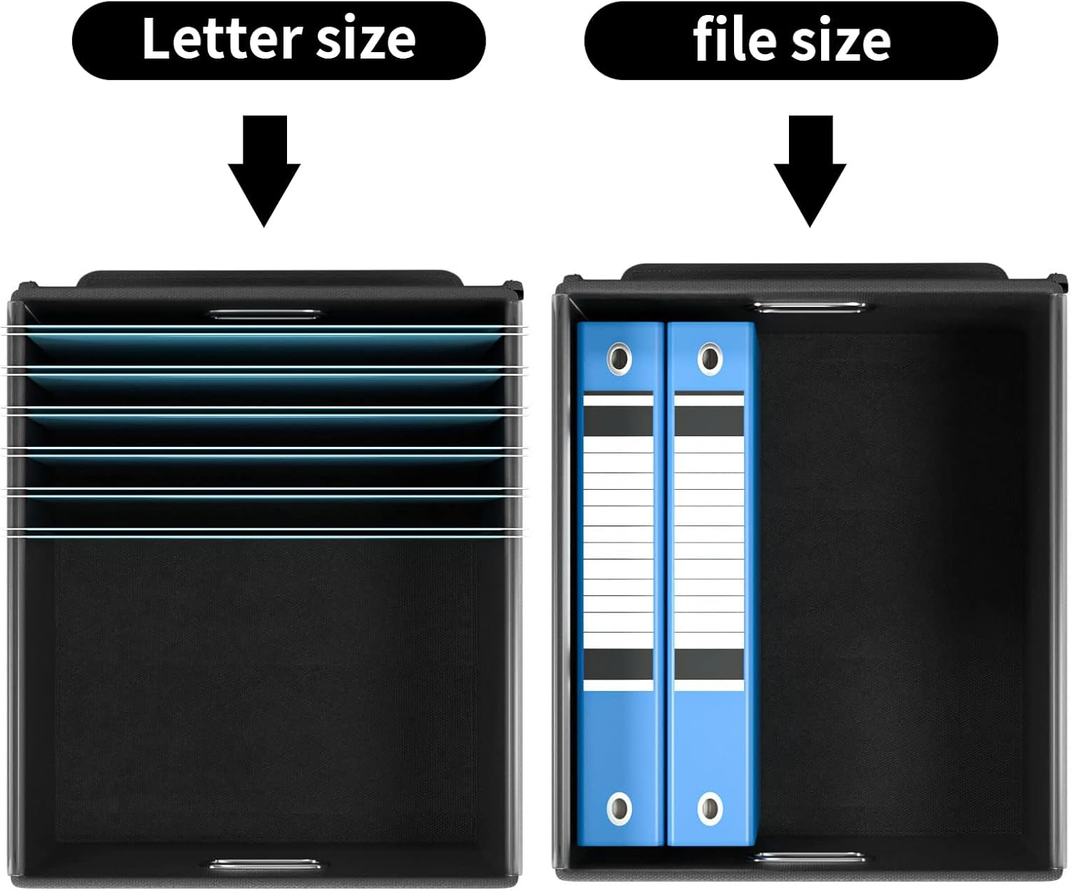 Huolewa Upgraded Portable File Organizer Box, Large Linen Hanging Office Document Storage Box with Lid - Black, Collapsible Filing & Storage Boxes for Office/Decor/Home - 14.9 x 12.59 x 10.8 inch ? ? ? ? ? - Image 3