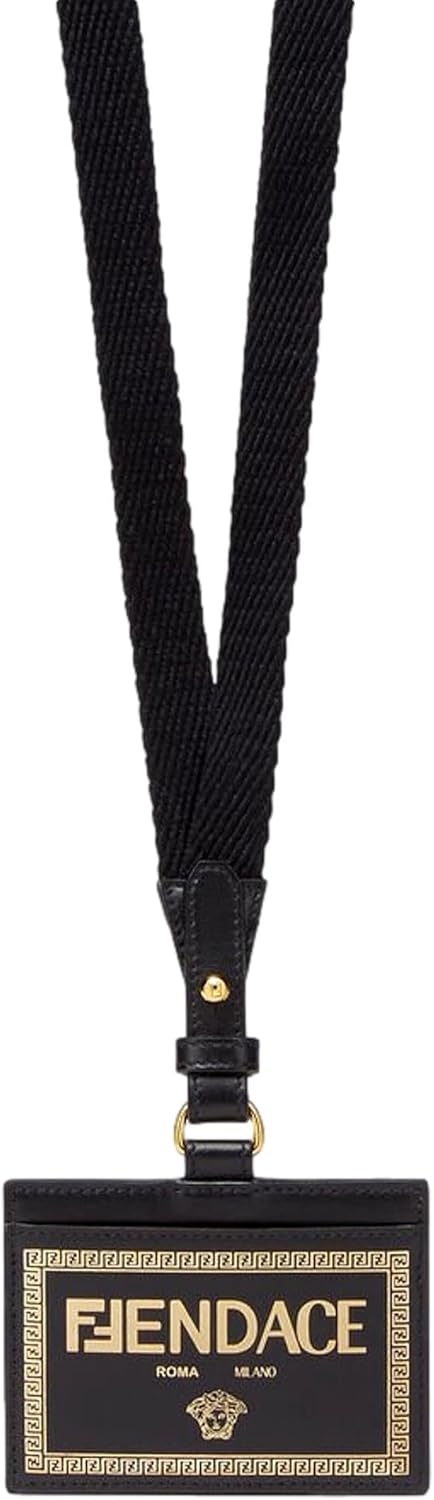 FENDI Fendace Black Leather Card Case Wallet Lanyard ? ? ? ? ? - Image 4