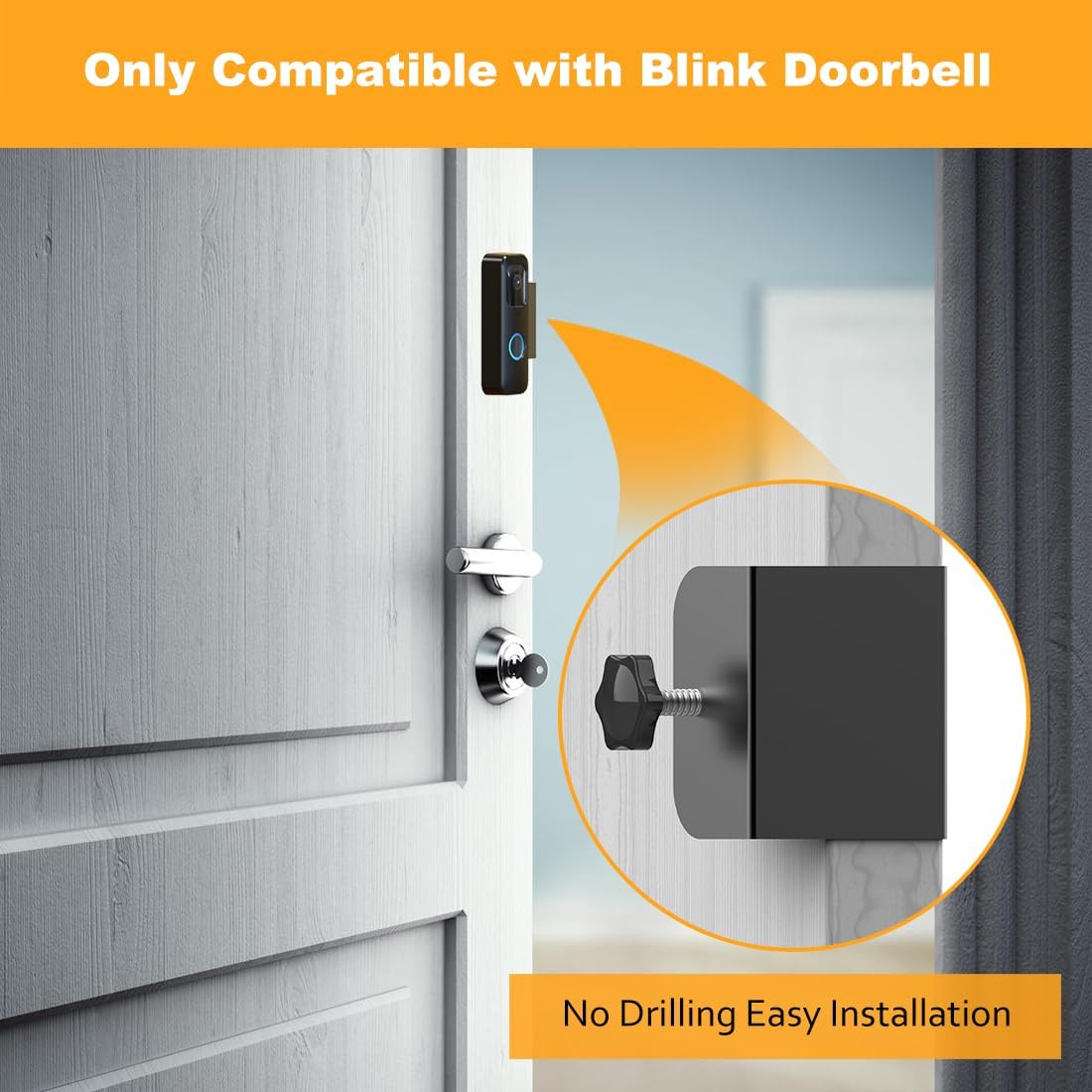 Blink Doorbell Mount, Anti-Theft Blink Video Doorbell Door Mount Bracket No Drilling, Not Block Doorbell Motion Sensor, Easy to Install, Fit for Blink Doorbell Camera (Black) - Image 2