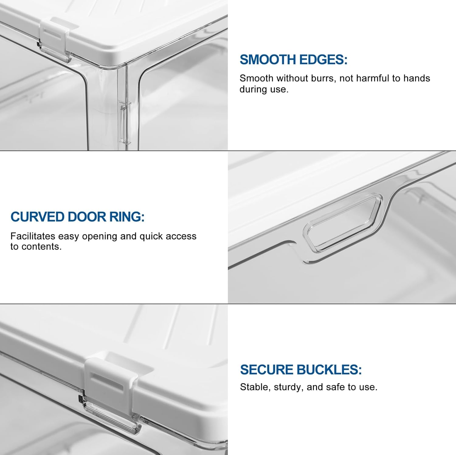 3-Pack Clear Stackable Storage Bins with Lids Magnetic Doors Open Front Foldable Folding Plastic Craft Containers Large Closet Organizers Box for Bedrooms Living Rooms Study Kids' Toys 24 QT - Image 3