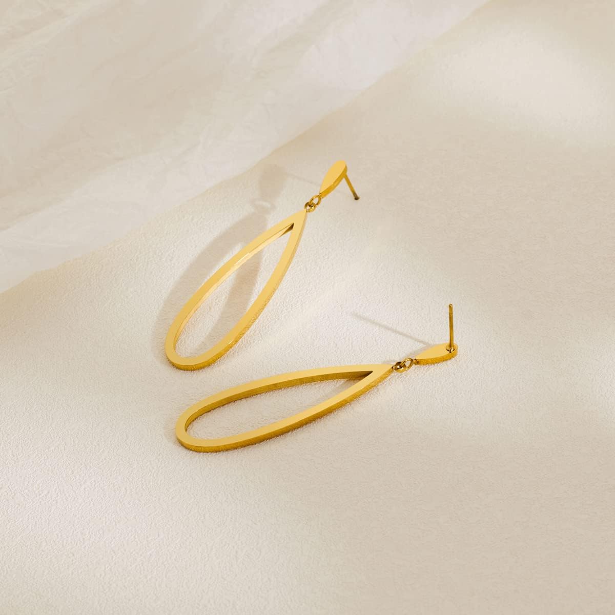 Black Gold Geometric Drop Dangle Earrings for Women Waterdrop Oval Circle Link Stainless Steel Dangle Earrings Trendy Jewelry Gifts for Women ? - Image 5