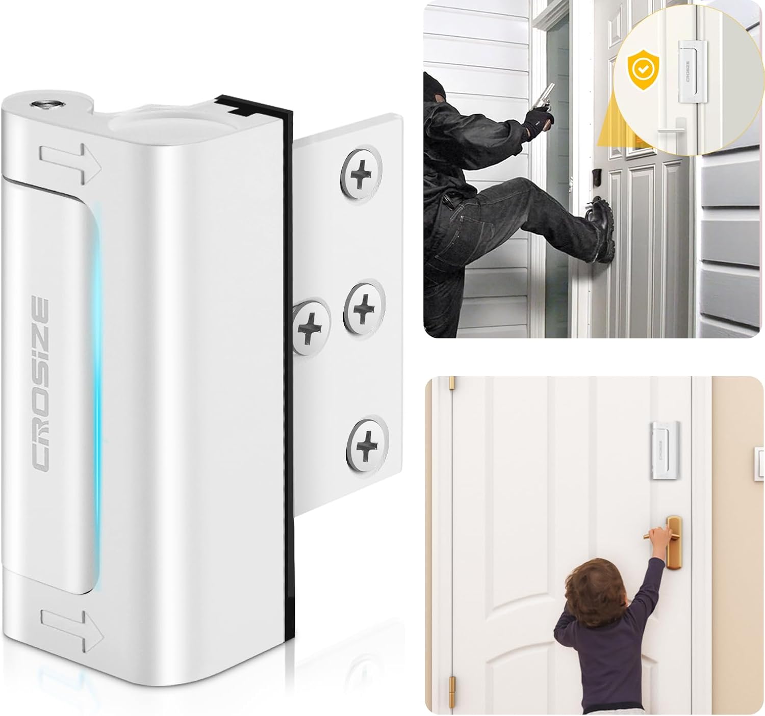 Home Security Door Lock, Upgraded Metal Door Reinforcement Lock, 3