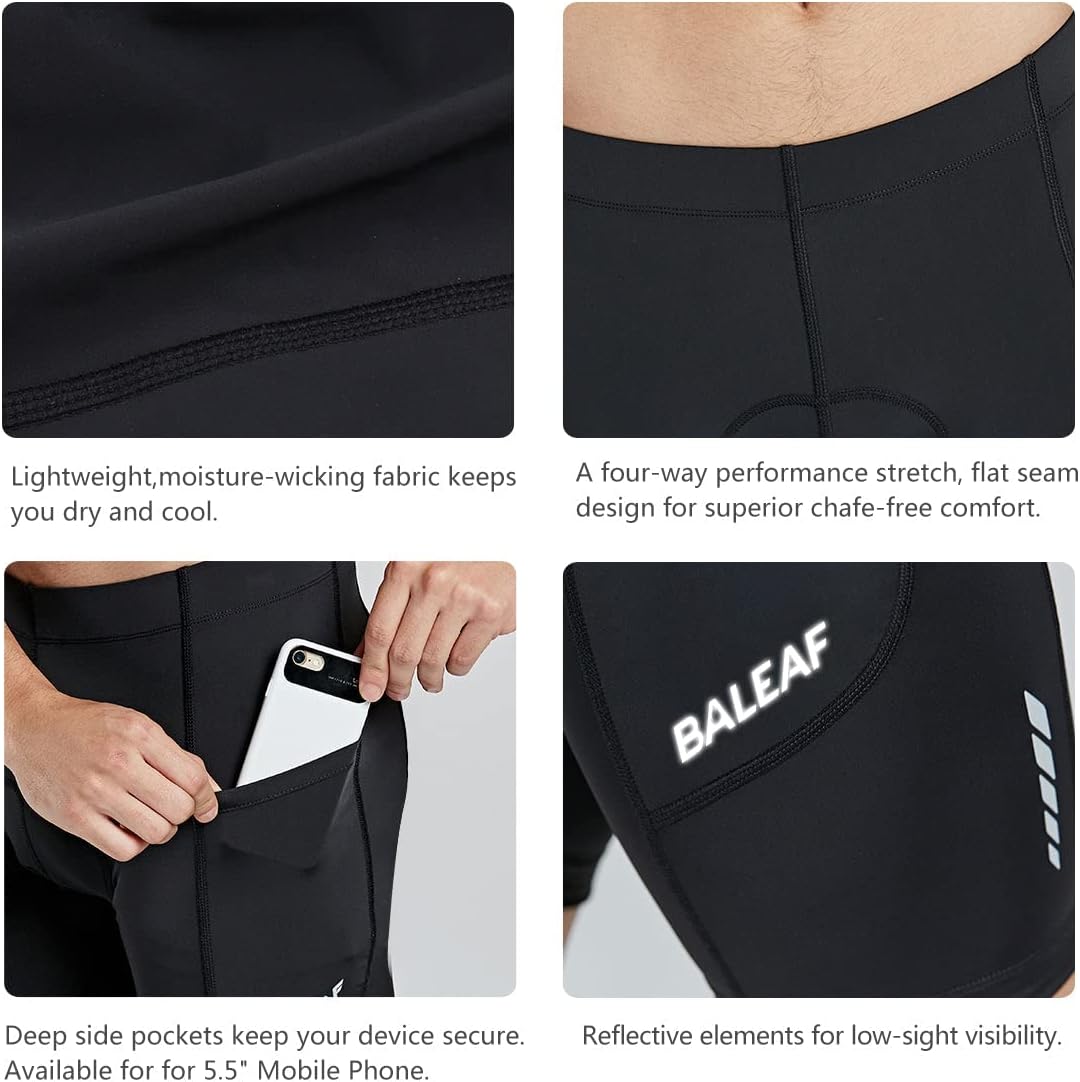 BALEAF Men's Padded Bike Shorts Cycling Tights Road Bicycle MTB Accessories Pockets UPF 50+ ? ? ? ? ? - Image 5