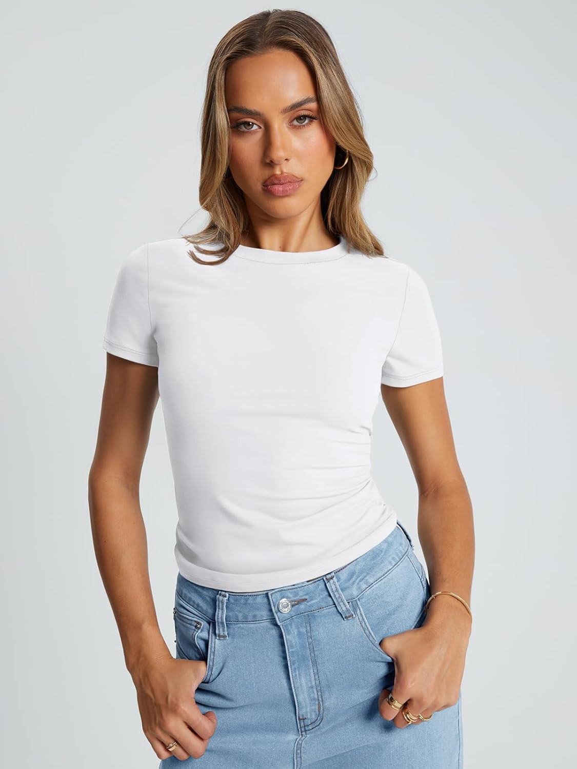 Trendy Queen Womens Basic Short Sleeve Slim Fit T Shirts Soft Crewneck Crop Y2k Tee Summer Cute Gym Fashion Clothes ? - Image 2