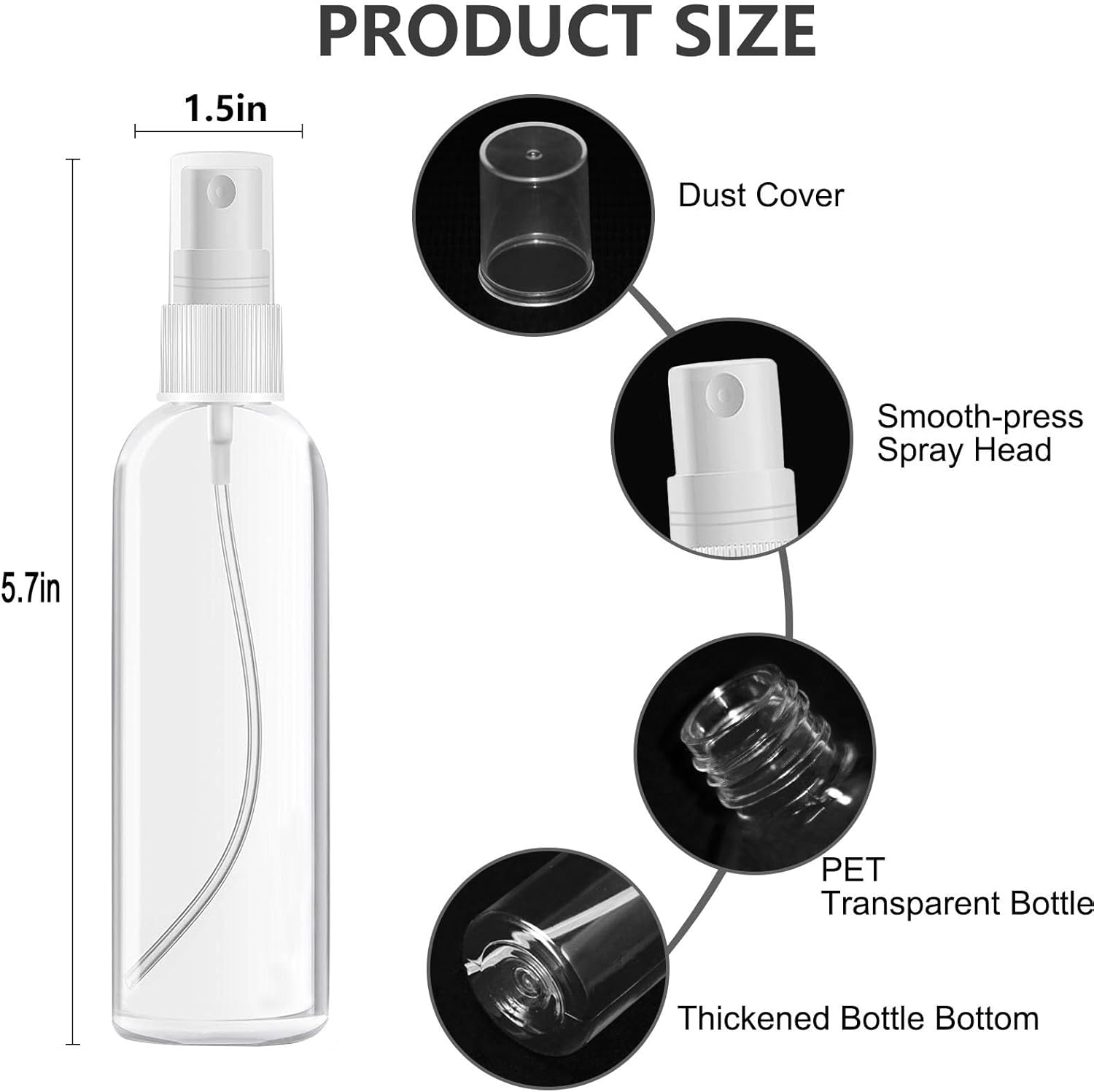 4 Pack 3.4 Oz (100ml) Small Spray Bottles, TSA Approved Travel Bottles for Toiletries with Labels - Fine Mist, Refillable, Reusable, Leak Proof ? ? ? ? ? - Image 2