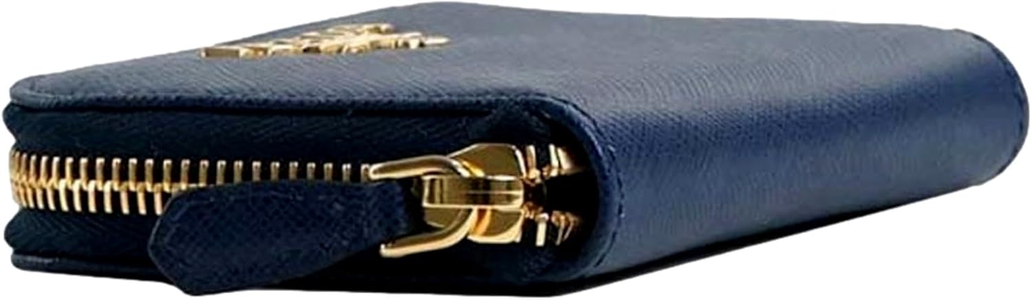 Prada Womens Zippy Coin Purse Wallet Saffiano Leather Bluette Blue Gold Logo ? ? ? ? ? - Image 2