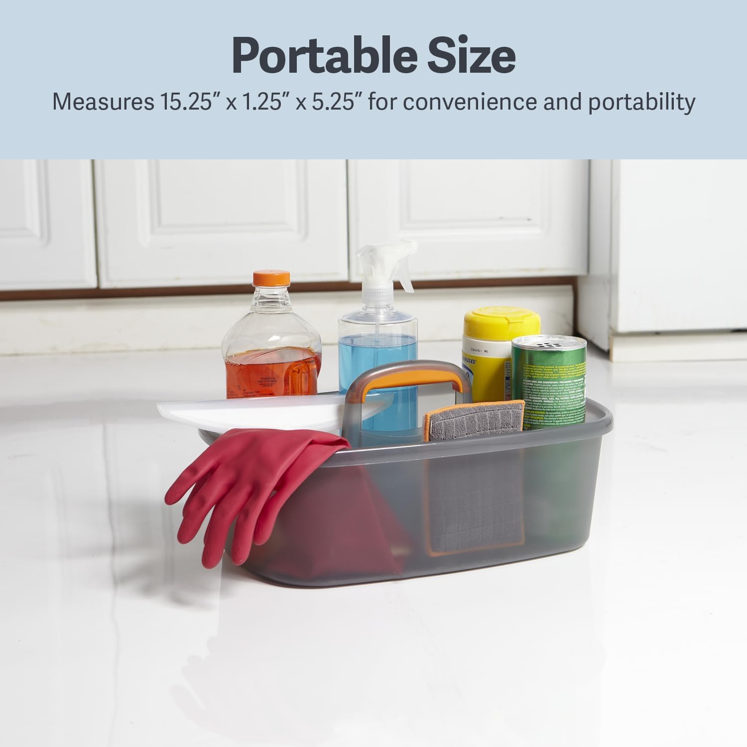 Casabella Plastic Multipurpose Cleaning Storage Caddy with Handle, 1.85 Gallon, Gray and Orange ? ? ? ? ? - Image 5