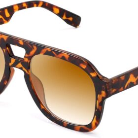 FEISEDY Vintage Aviator Sunglasses Double Bridge Women Men Large Square Thick Frame Trendy Eyewear UV400 B2846 ?