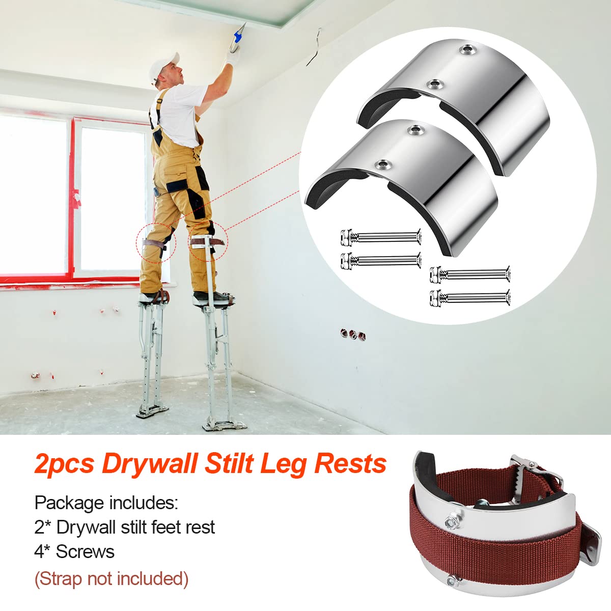 2 PCS Drywall Stilt Replacement Part, Stilt Accessories Made of Aluminium Alloy, Curved Plate for Fixed Legs, Suitable for Home Improvement, Plastering, Painting and Wiring (1) - Image 5