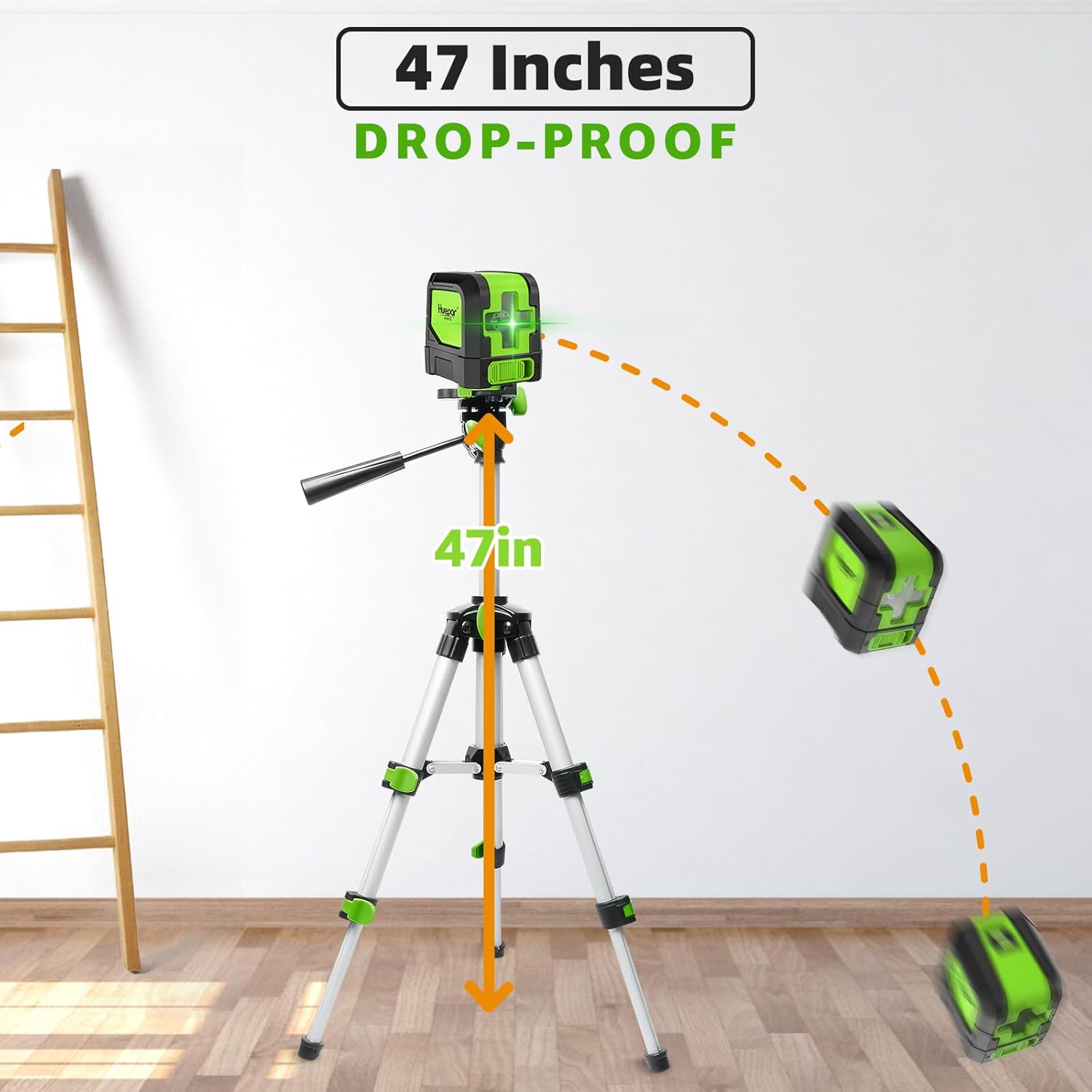 HUEPAR Laser Level, 100ft Self-Leveling Green Cross Line Laser for Picture Hanging, Tile, Decoration & DIY Indoor Construction ? 360? Magnetic Base & Battery Included ? ? ? ? ? - Image 6