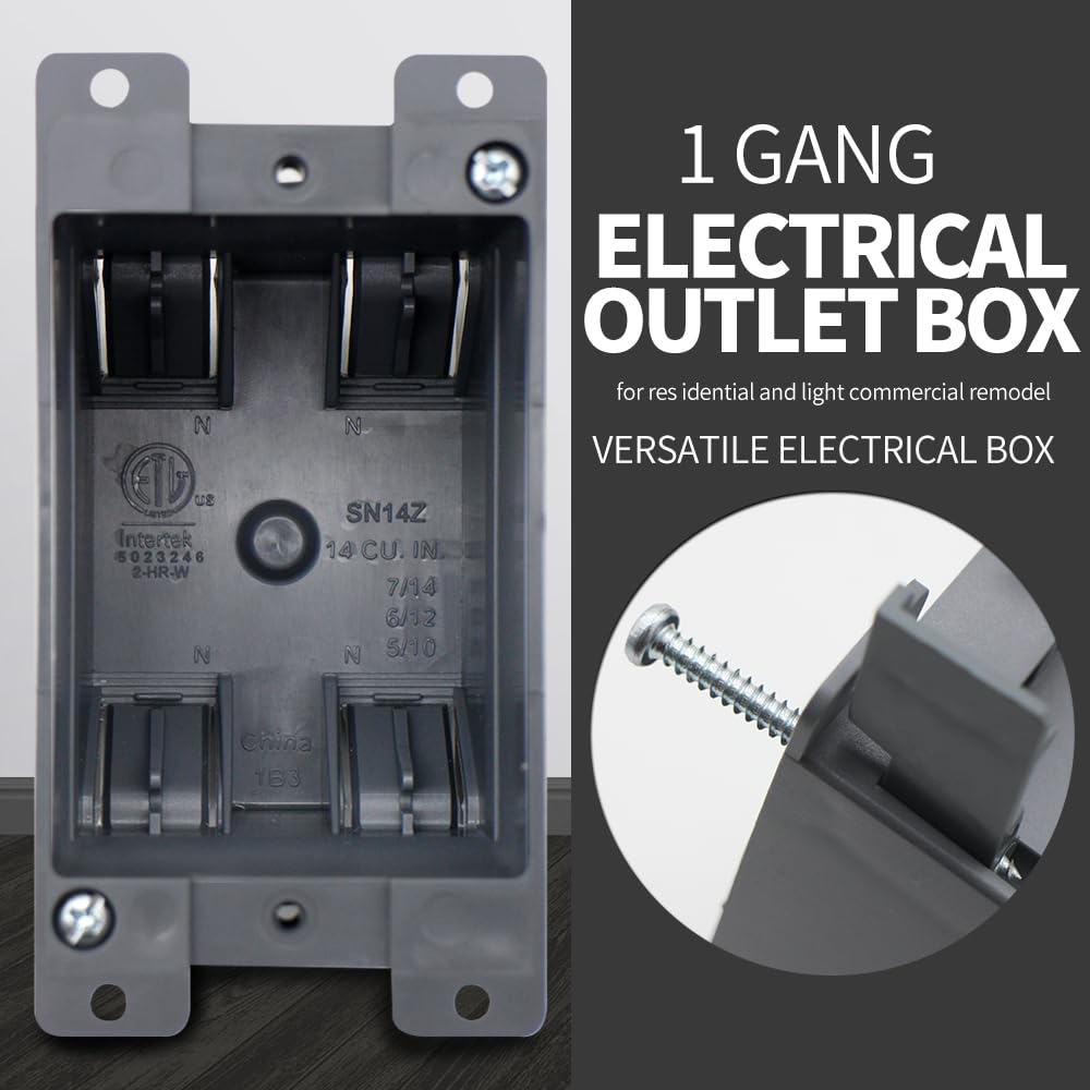 1 Gang Outlet Box,14cu Inch Old Work Box,Plastic Junction Box,ETL Listed and 2 Hours Fire Certification, for Home Improvement (6 Pack) ? ? ? ? ? - Image 3