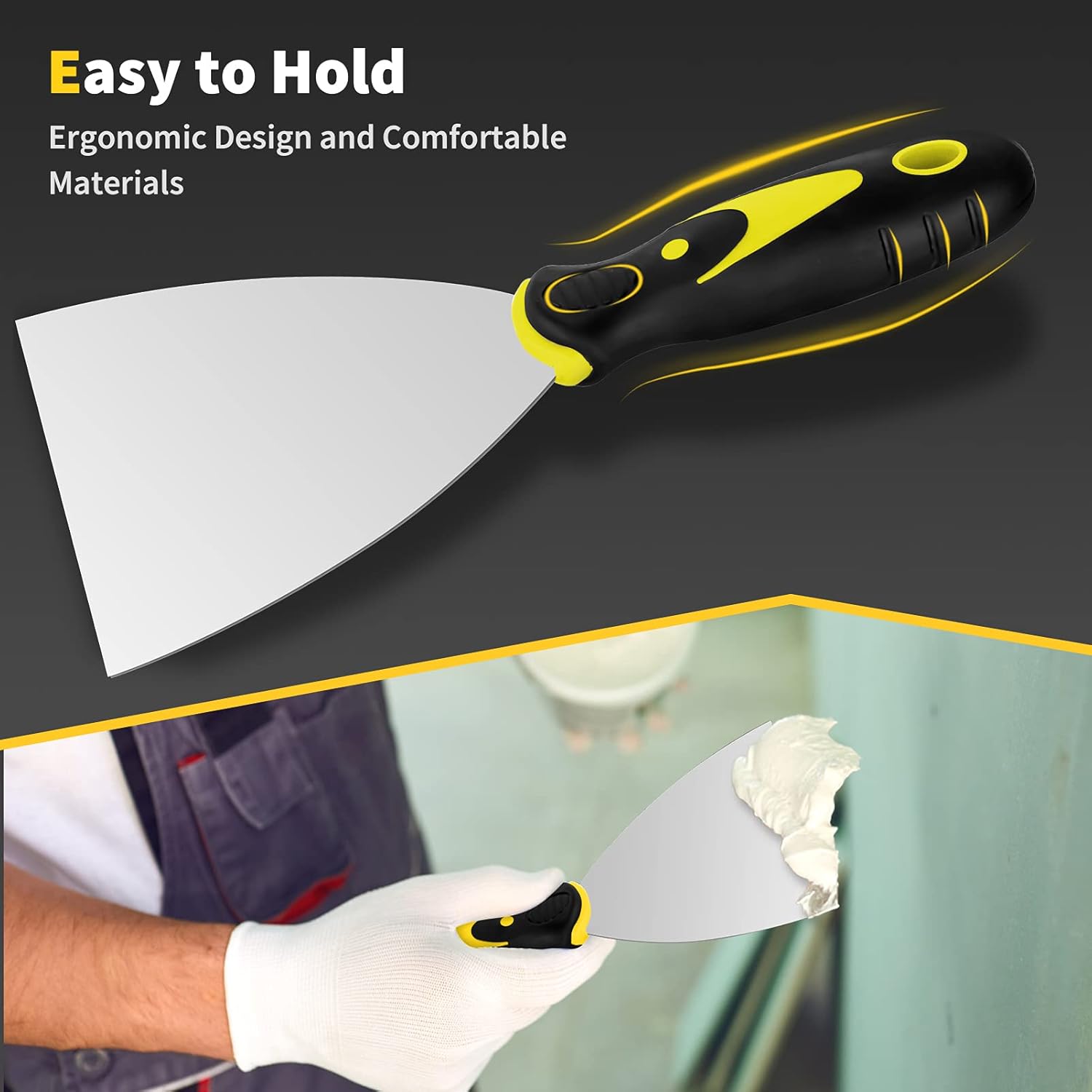 Putty Knife, 4Pcs Spackle Knife Set (2, 3, 4, 5 in), Stainless Steel Paint Scraper, Taping Knife Tool for Repairing Drywall, Removing Wallpaper, Applying Putty, Plaster, Cement, Adhesive ? ? ? ? ? - Image 3
