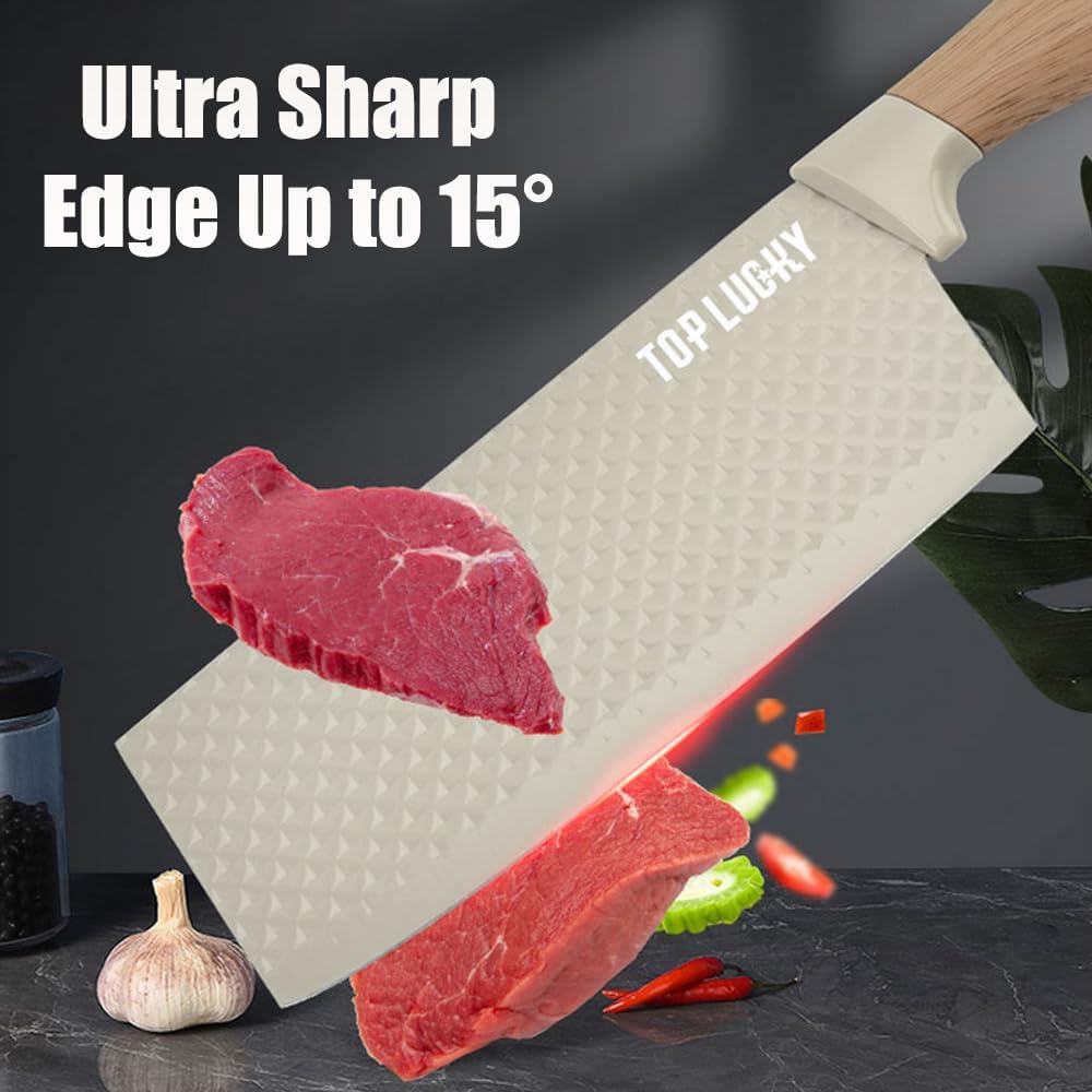 Knife Set, Wiztoynia 6-Piece Khaki Kitchen Knife Set for Home, Anti-Rust Non-stick Stainless Steel Sharp Chef Knife Set with Universal Knife Block for Kitchen, Ergonomical Design (Khaki) ? ? ? ? ? - Image 3