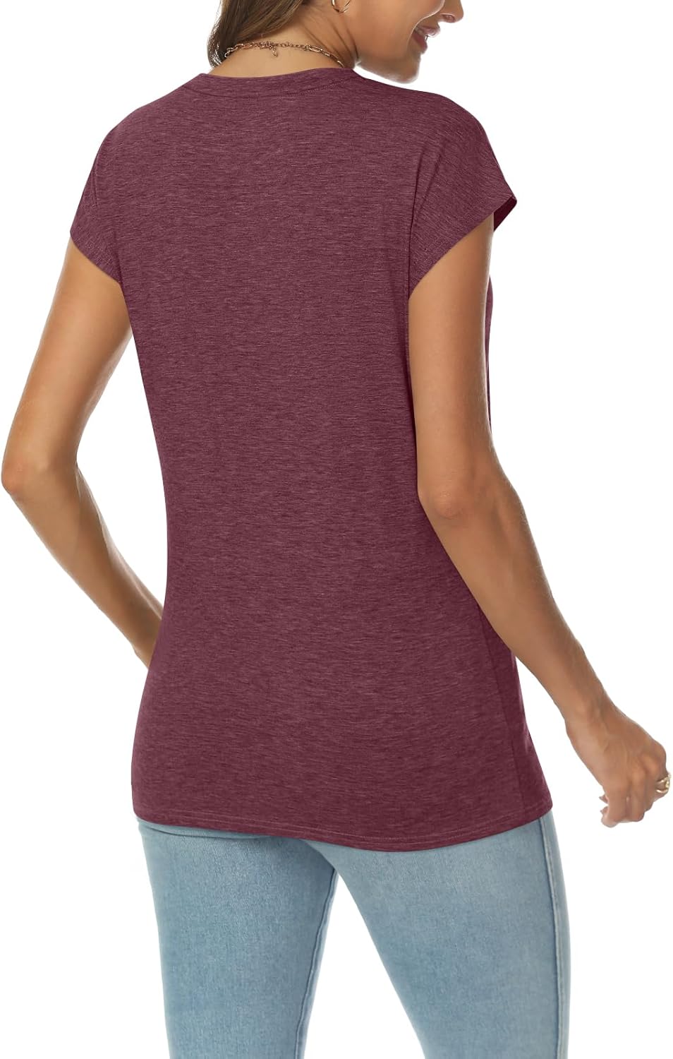 AUTOMET Womens V Neck Cap Sleeve Tshirts Casual Tops Cute T Shirts Summer Clothes Vintage Basics Tee ? - Image 4
