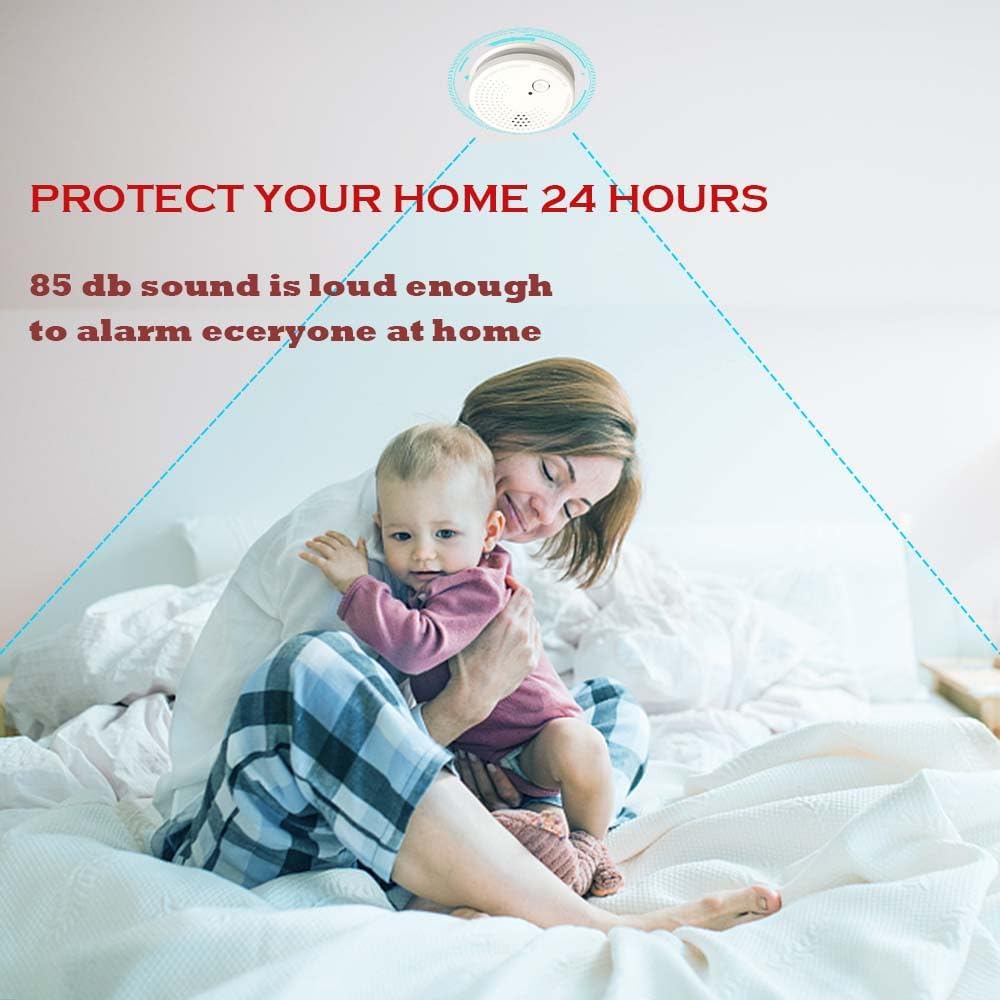 3 Pack Smoke Detector Fire Alarms 9V Battery Operated Photoelectric Sensor Easy to Install with Light Sound Warning, Test Button,9V Included Safety for Home Hotel(912-3) (GS528A) ? ? ? ? ? - Image 4