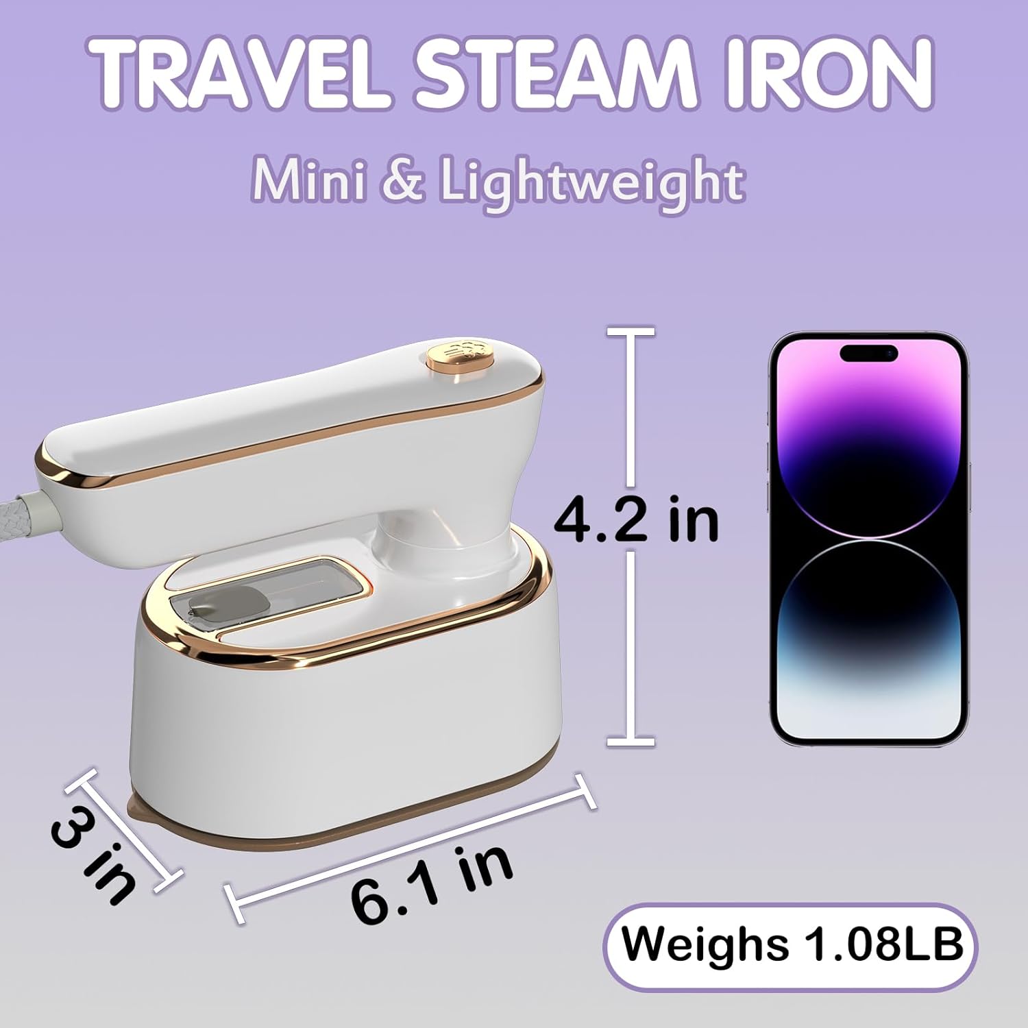 Travel Steamer Iron for Clothes Mini - Portable Ironing Machine Travel Small Size Portable Steamer Travel College Dorm Home Essentials Steamer for Clothes(White) ? ? ? ? ? - Image 4