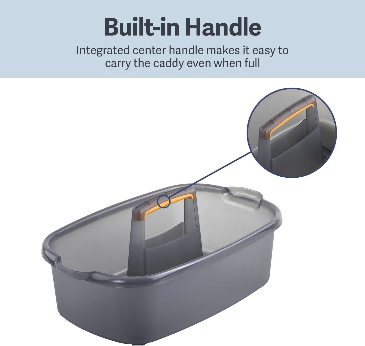 Casabella Plastic Multipurpose Cleaning Storage Caddy with Handle, 1.85 Gallon, Gray and Orange ? ? ? ? ? - Image 3