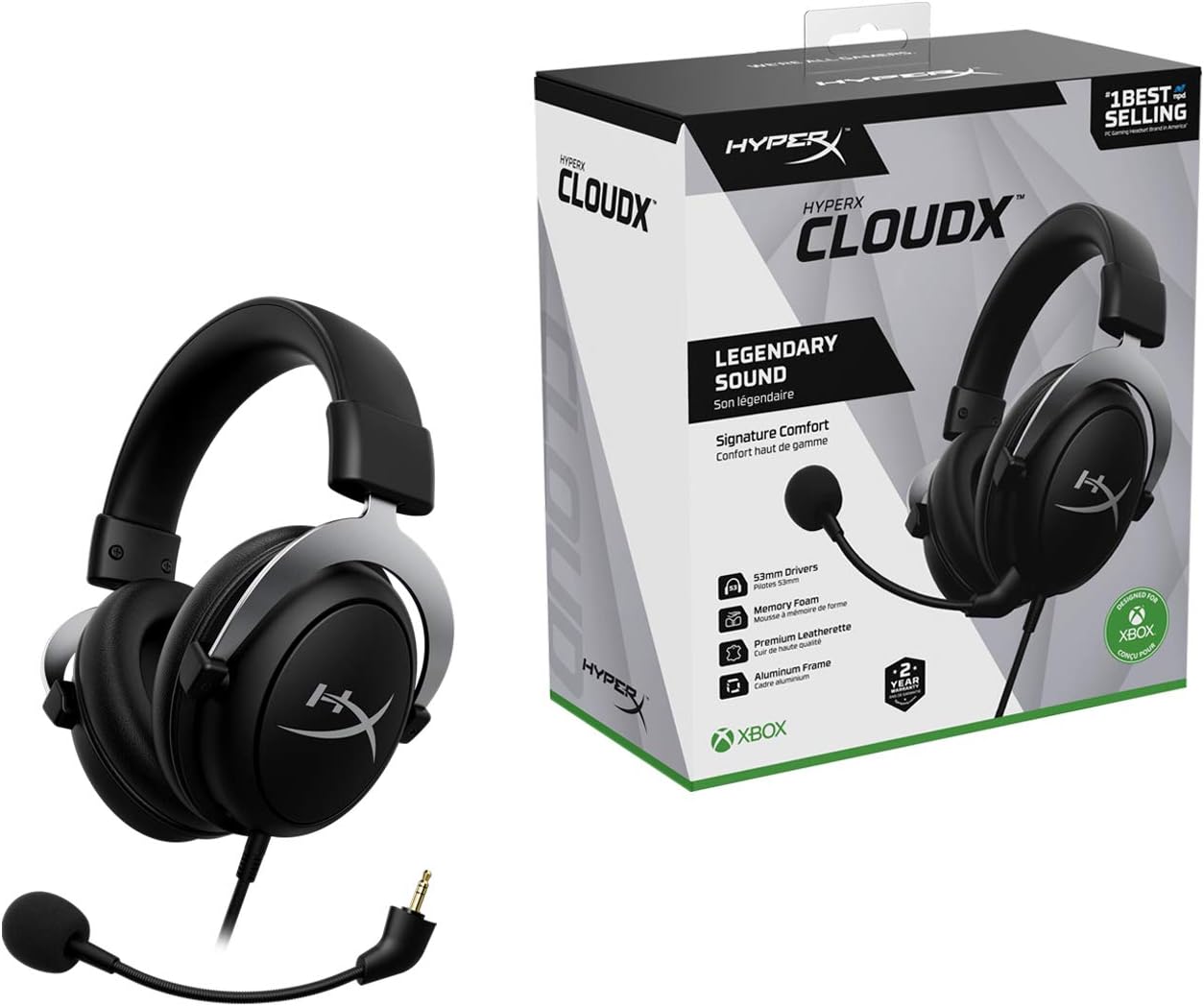 HyperX CloudX, Official Xbox Licensed Gaming Headset, Compatible with Xbox One and Series X|S, Memory Foam Ear Cushions, Detachable Noise-Cancelling Mic, in-line Audio Controls,Black/ Silver ? ? ? ? ? - Image 6