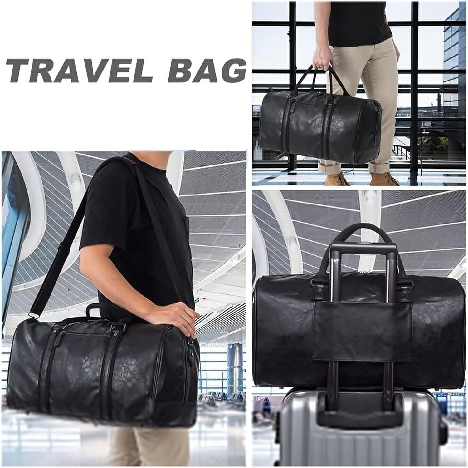 Oversized Duffle Travel Bag Waterproof Leather Weekend Bag Large Carry On Large Carry On Hangbag for Mens or Women ? ? ? ? ? - Image 6
