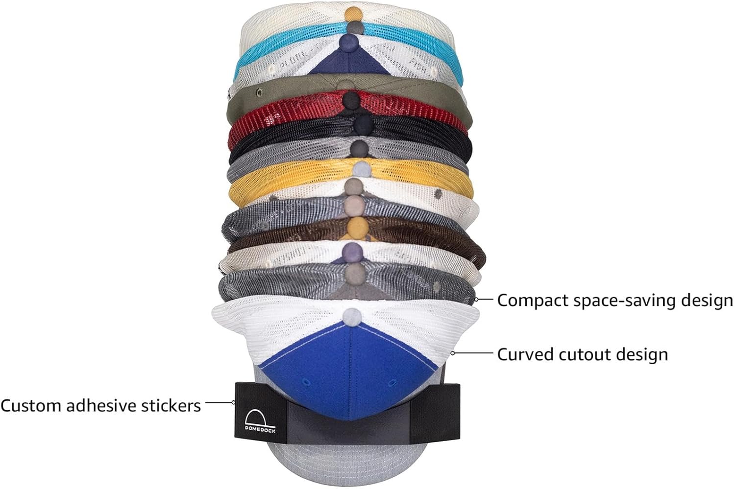 Dome Dock The Original USA-Made Hat Rack and Compact Hat Organizer for Wall Installation, 20 Hat Capacity, Black ? ? ? ? ? - Image 3