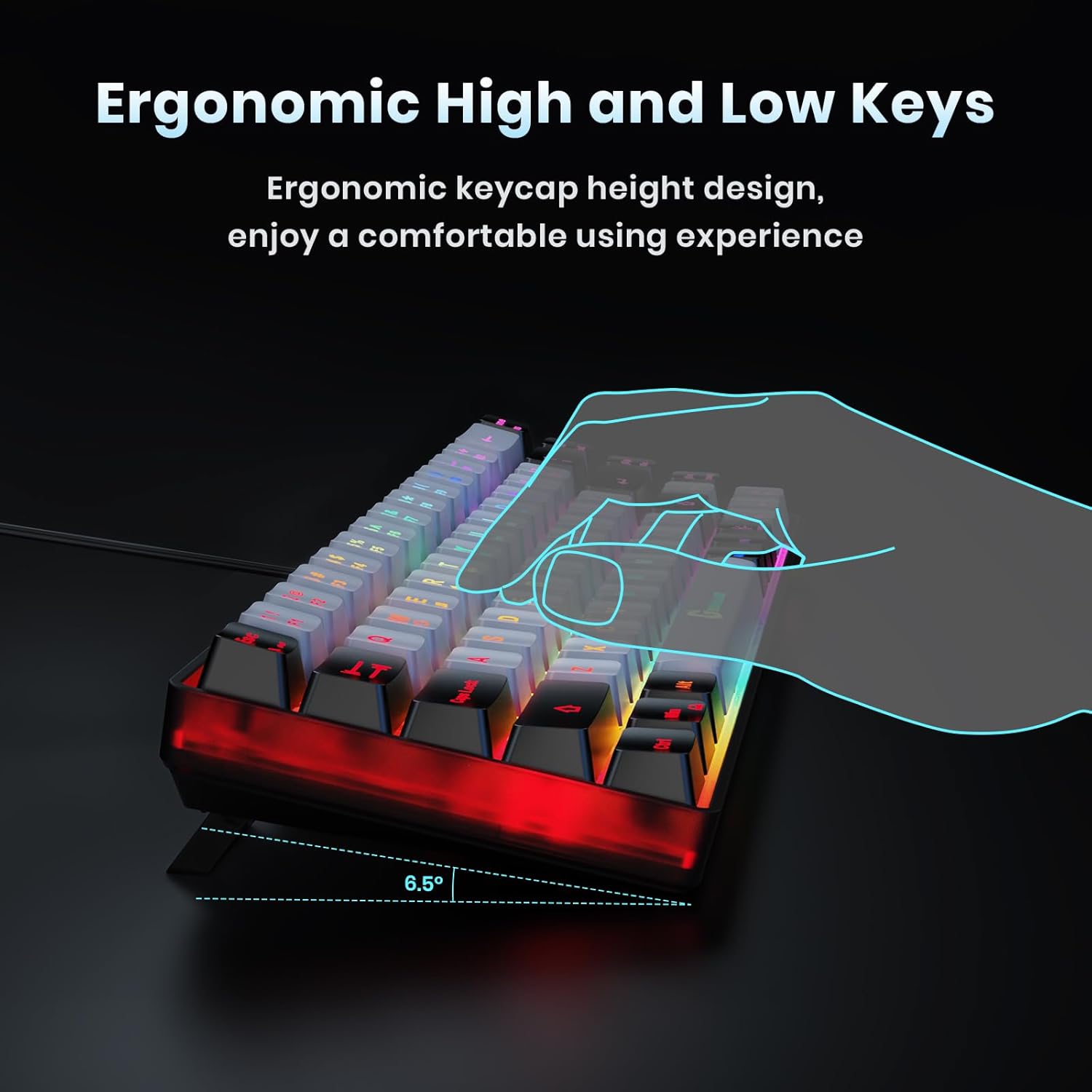 65% Gaming Keyboard, Wired Backlit Mini Keyboard, Ultra-Compact Anti-Ghosting No-Conflict 68 Keys Membrane Gaming Wired Keyboard for PC Laptop Windows Gamer ? ? ? ? ? - Image 6